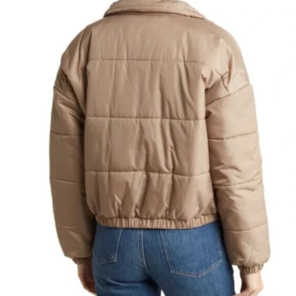 Nordstrom Abound Cropped Puffer Jacket in Tan Sand Dollar Women's Size XL Crop - Picture 3 of 9